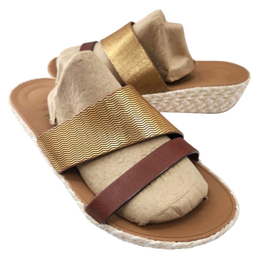Fitflop Women's Asya Slide Sandal Artisan Gold/Cognac Size 10